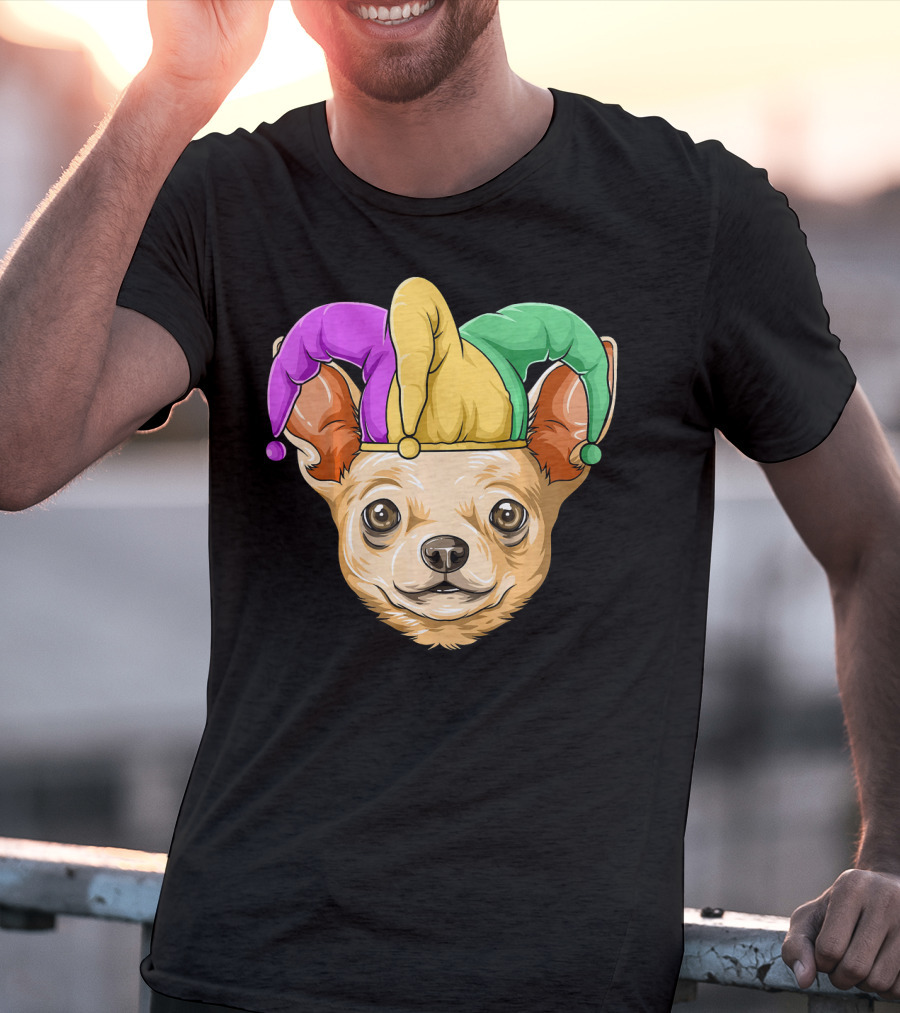 Mardi Gras Chihuahua Jester Hat Festival Carnival Dog T-Shirt