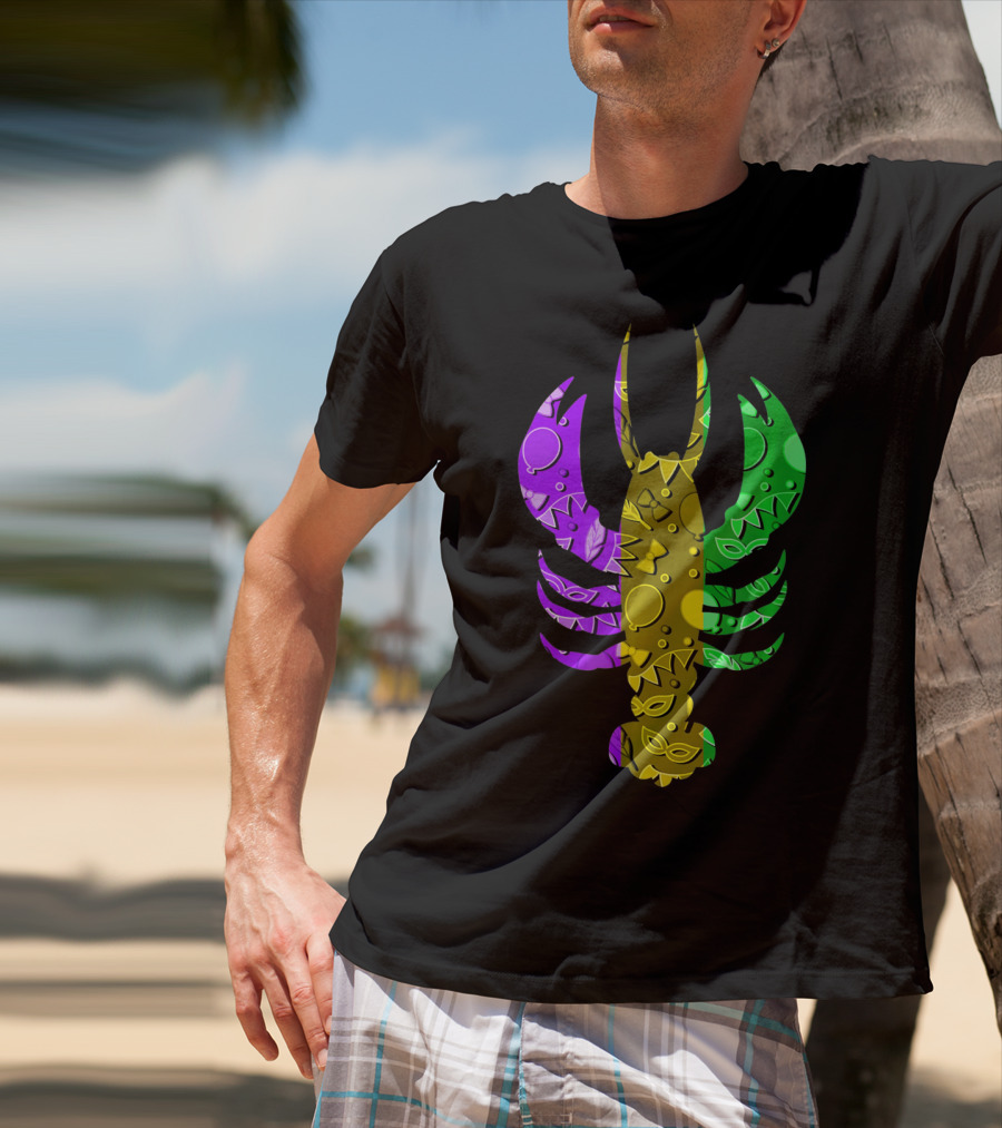 Crawfish Fleur De Lis Mardi Gras T-Shirt