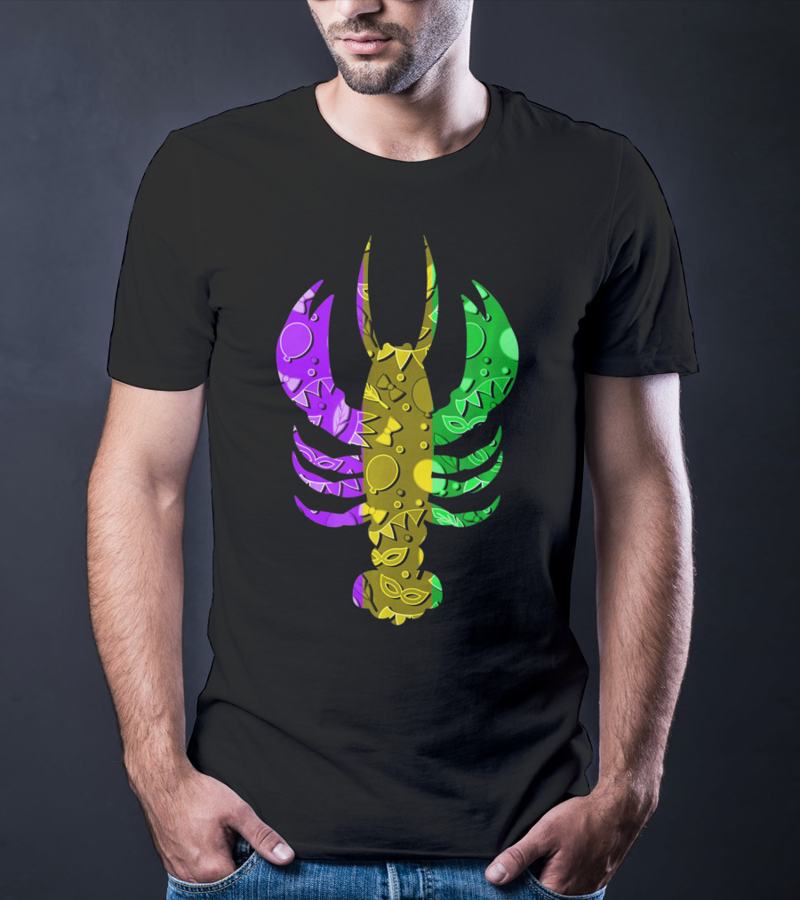 Crawfish Fleur De Lis Mardi Gras T-Shirt