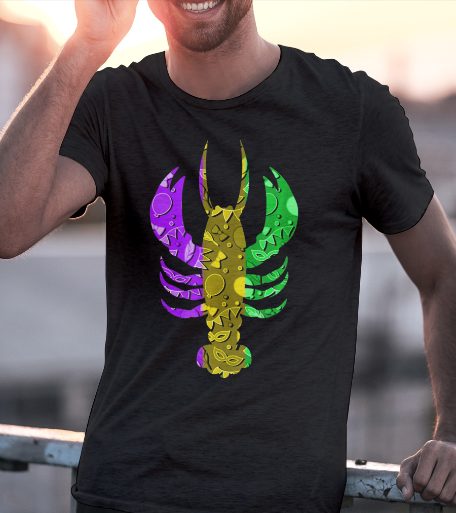 Crawfish Fleur De Lis Mardi Gras T-Shirt