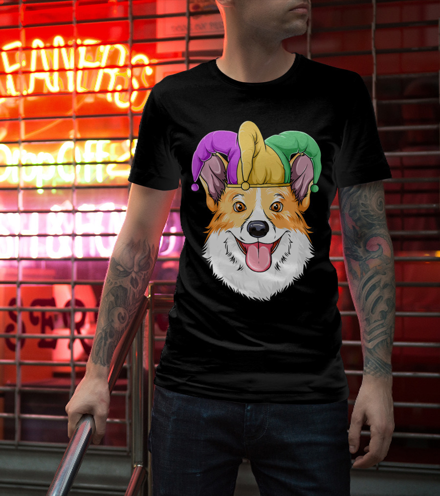 Mardi Gras Corgi Jester Hat Corgi Carnival T-Shirt