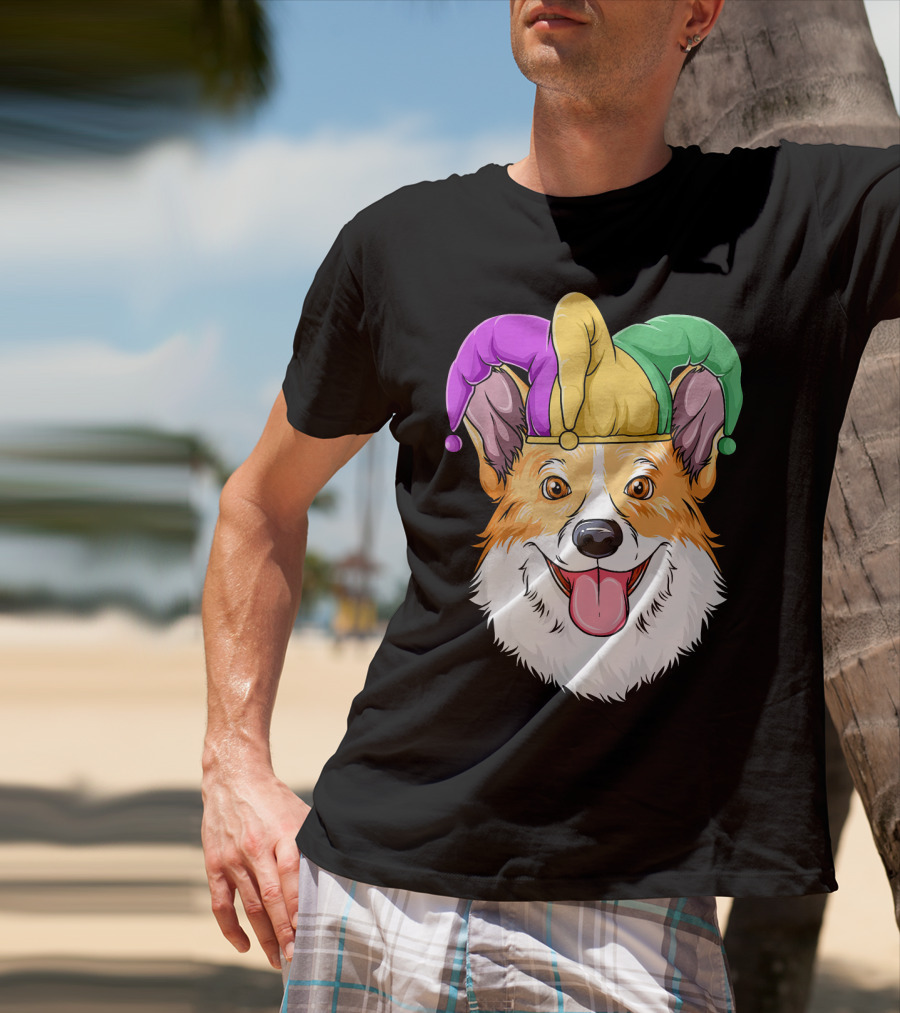 Mardi Gras Corgi Jester Hat Corgi Carnival T-Shirt