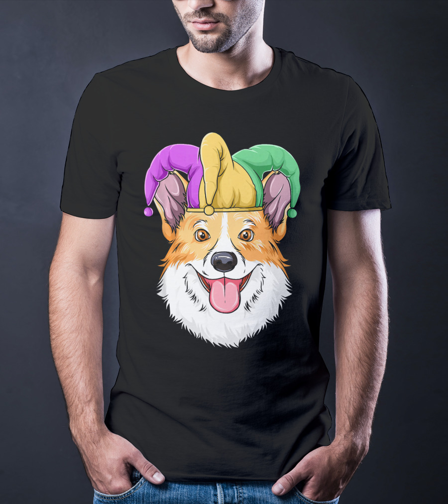 Mardi Gras Corgi Jester Hat Corgi Carnival T-Shirt