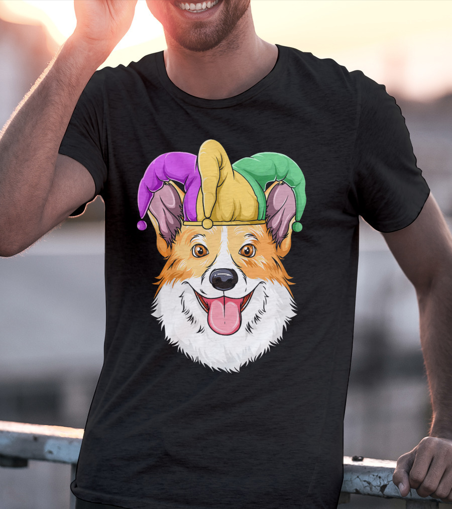 Mardi Gras Corgi Jester Hat Corgi Carnival T-Shirt