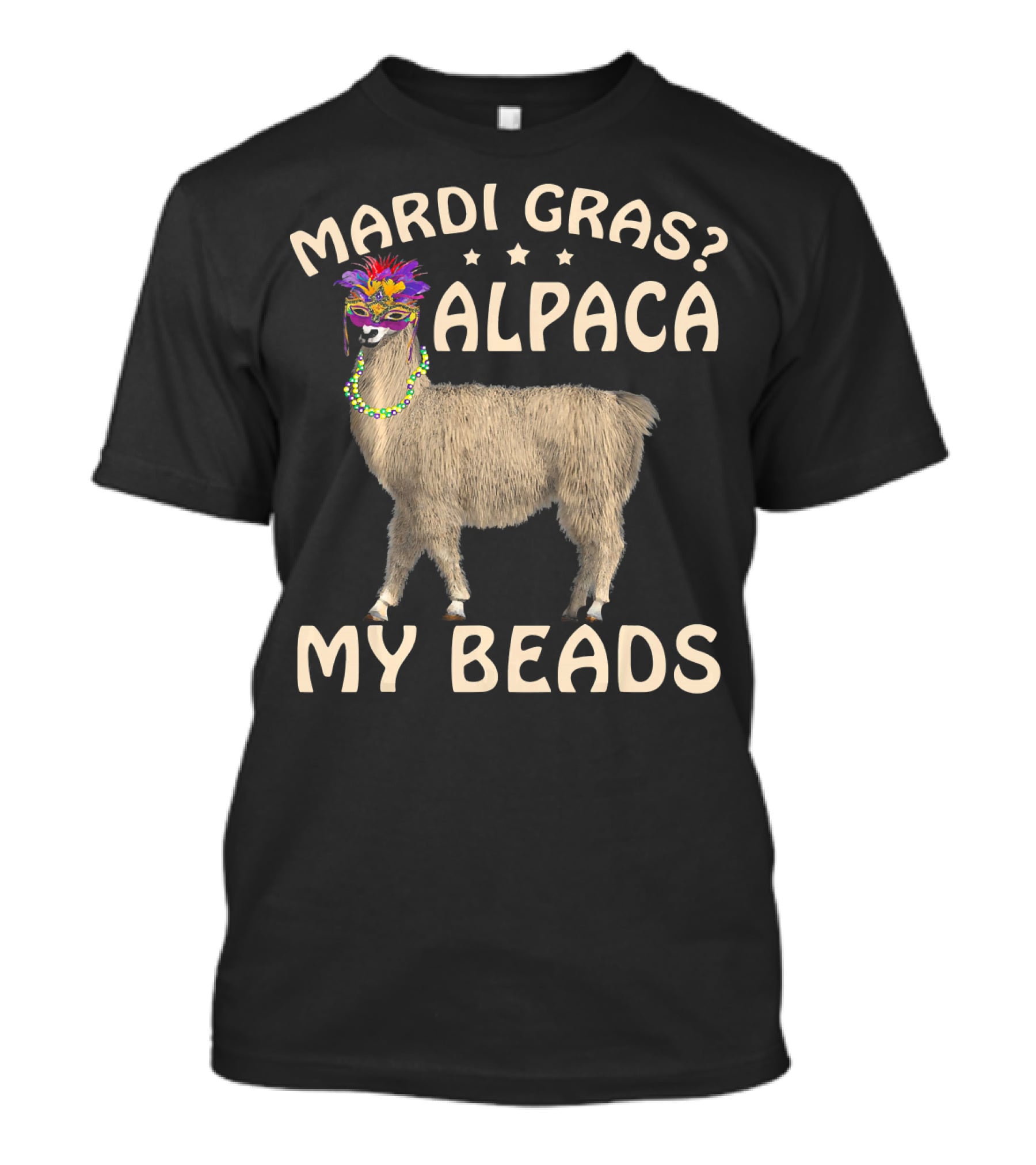 Mardi Gras Alpaca My Beads Festive T-Shirt