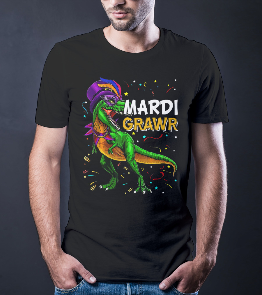 Mardi Grawr Dinosaur Mardi Gras Costume Party Fun T-Shirt
