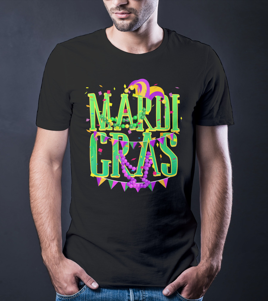 Mardi Gras Festive Beads And Party Hat T-Shirt