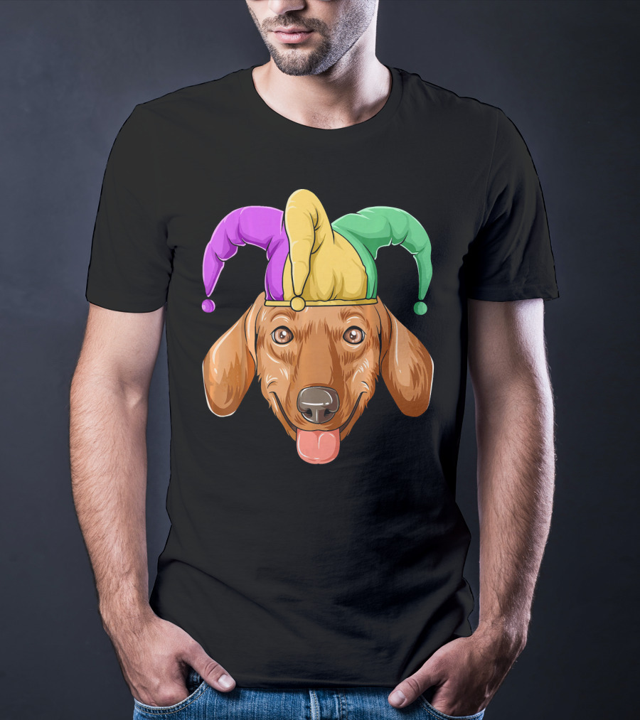 Mardi Gras Dachshund Carnival Jester Hat T-Shirt