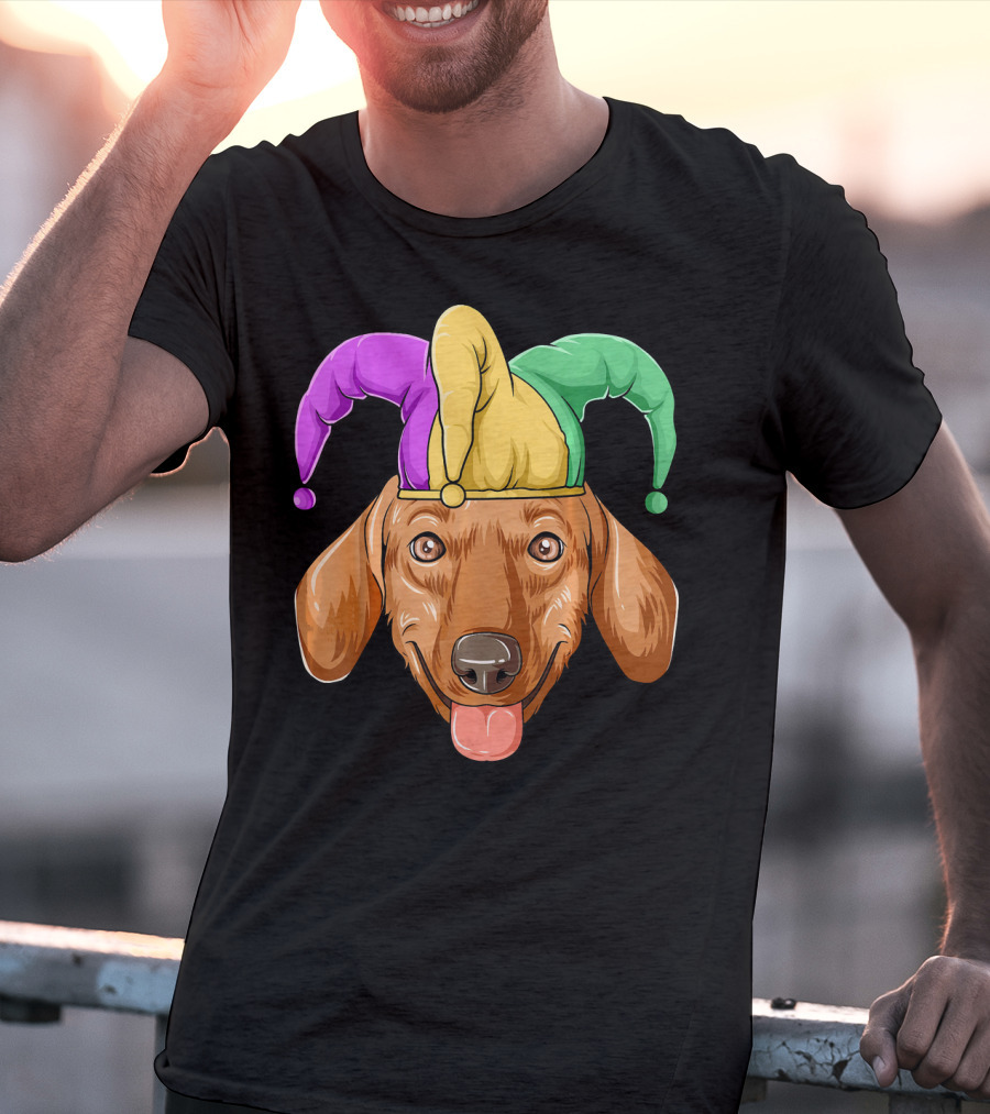 Mardi Gras Dachshund Carnival Jester Hat T-Shirt