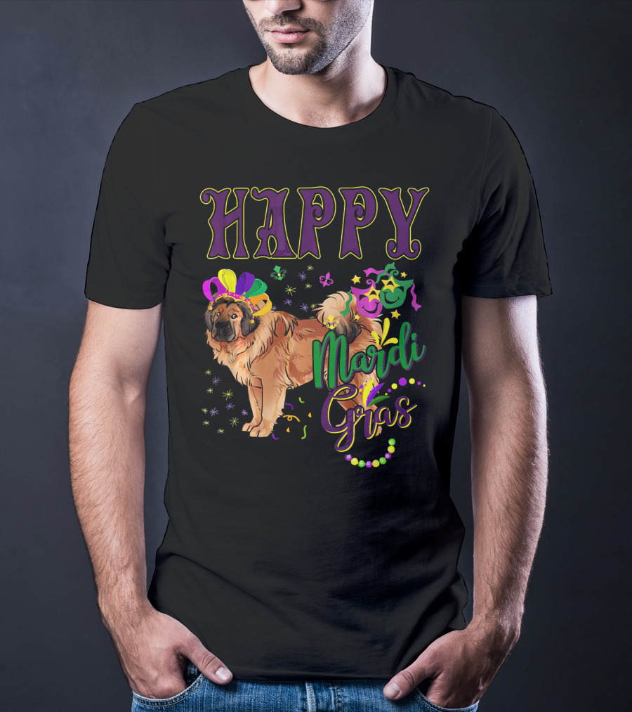 Happy Mardi Gras Tibetan Mastiff Beads And Masks T-Shirt