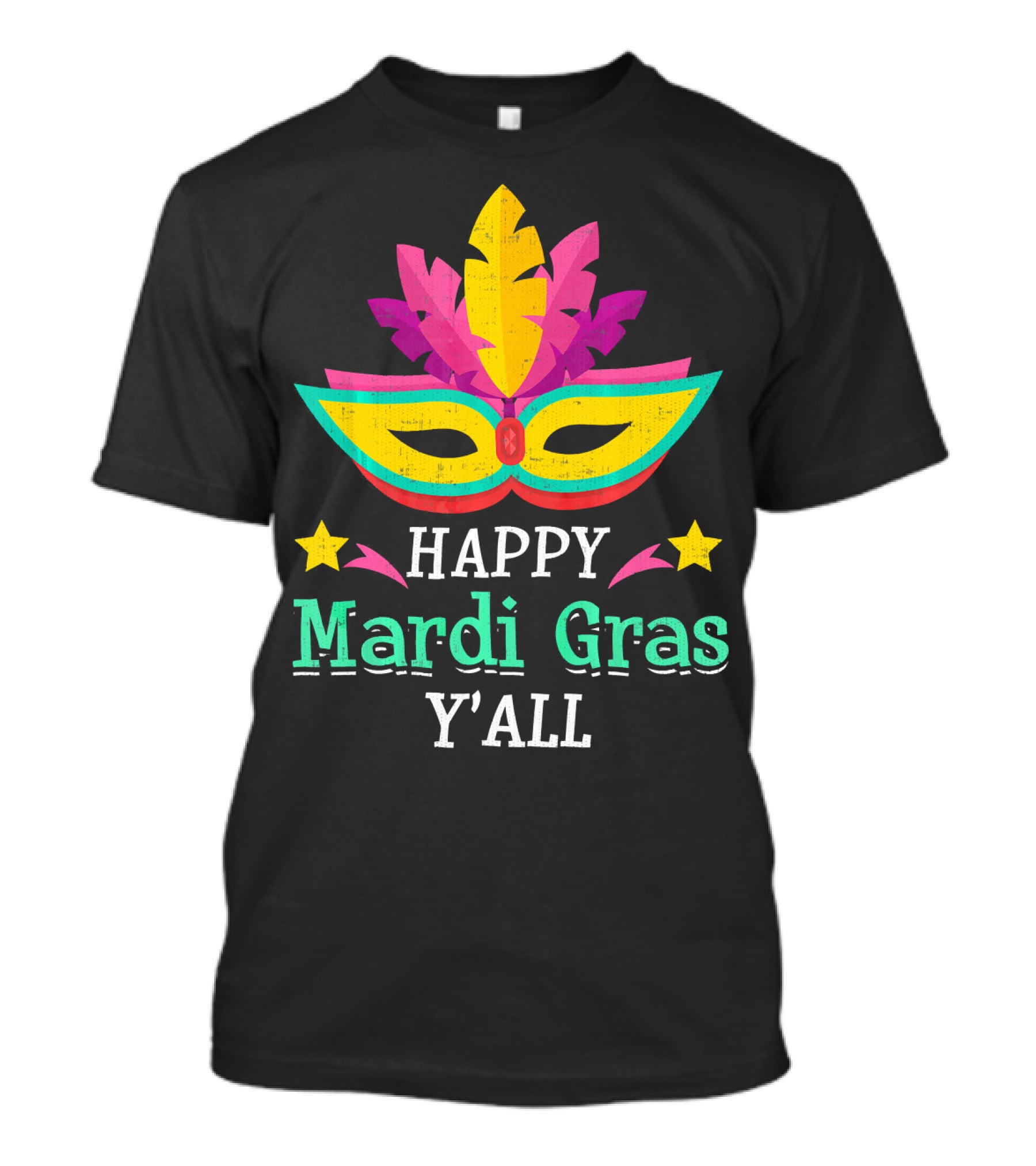 Happy Mardi Gras Y'All Mask Stars T-Shirt
