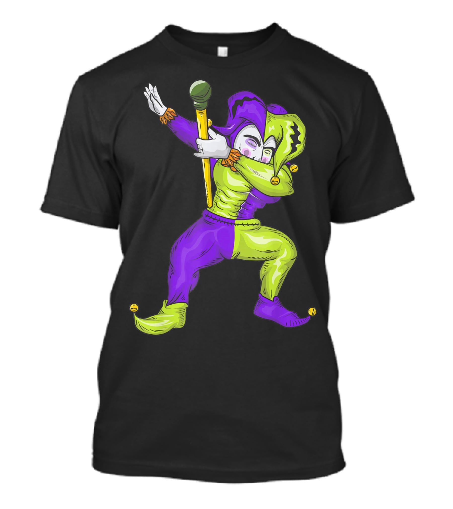 Mardi Gras Dabbing Jester In Purple And Green Carnival T-Shirt