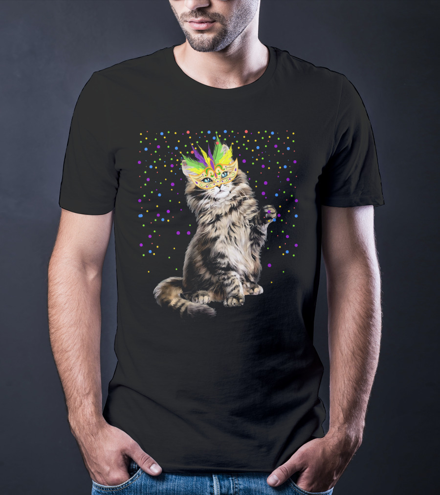 Mardi Gras Cat Mask Party In New Orleans T-Shirt