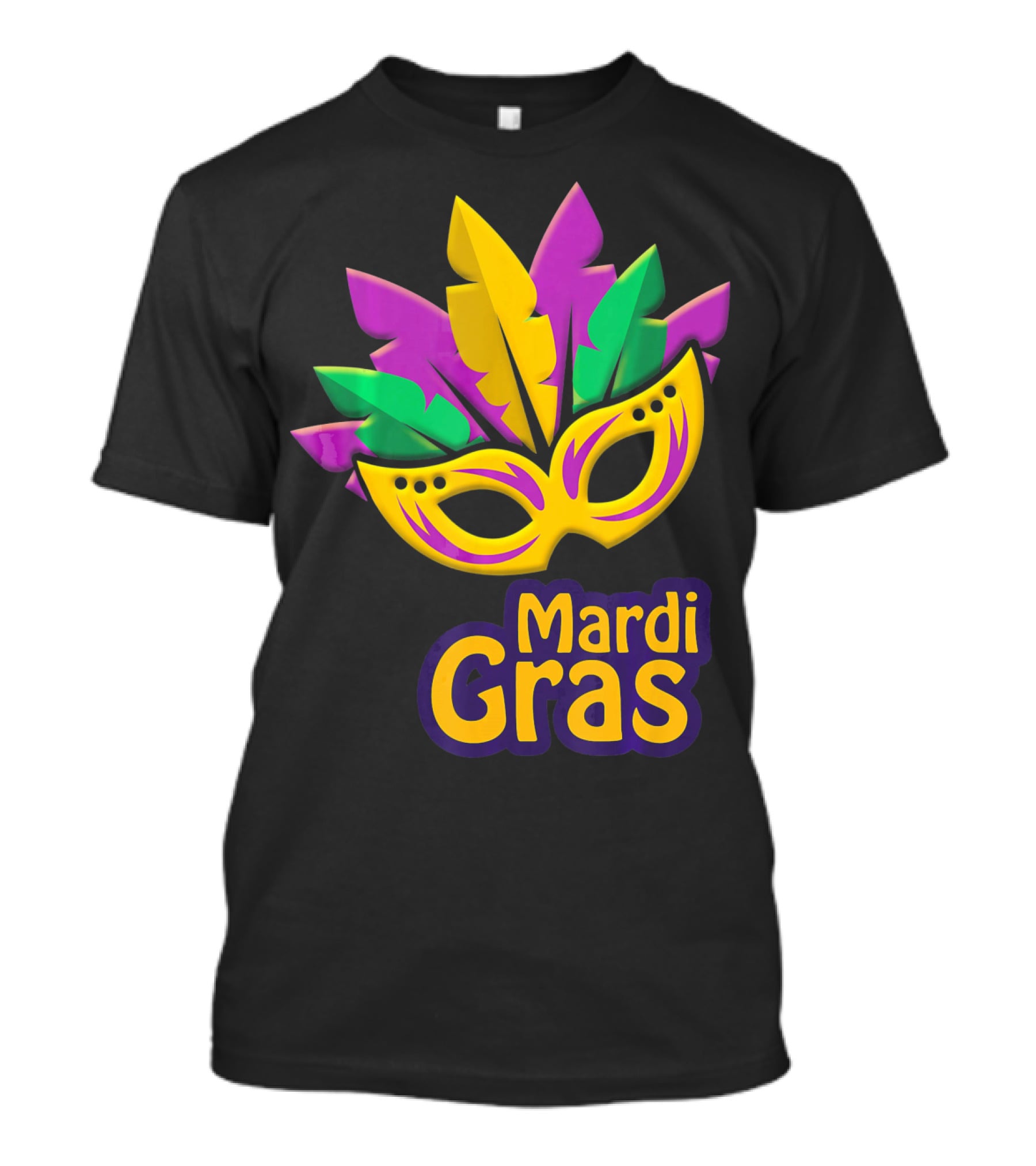 New Orleans Mardi Gras Feathered Mask Party T-Shirt
