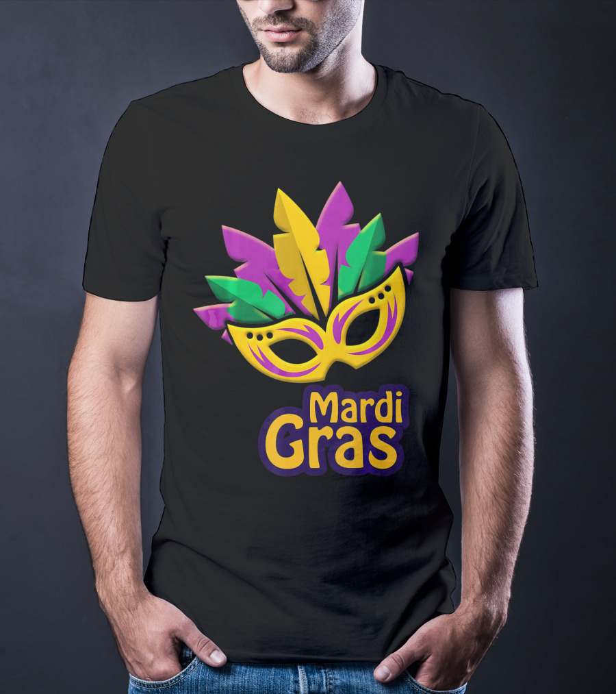 New Orleans Mardi Gras Feathered Mask Party T-Shirt