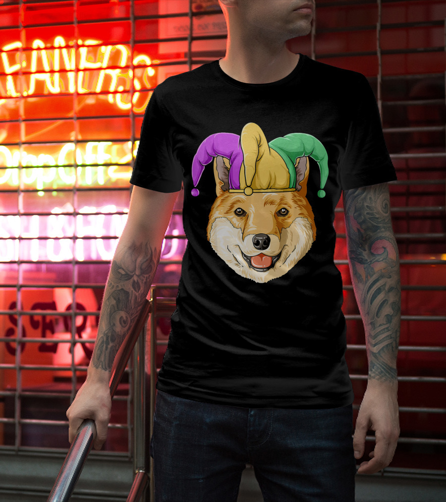 Mardi Gras Shiba Inu Jester Hat Carnival T-Shirt