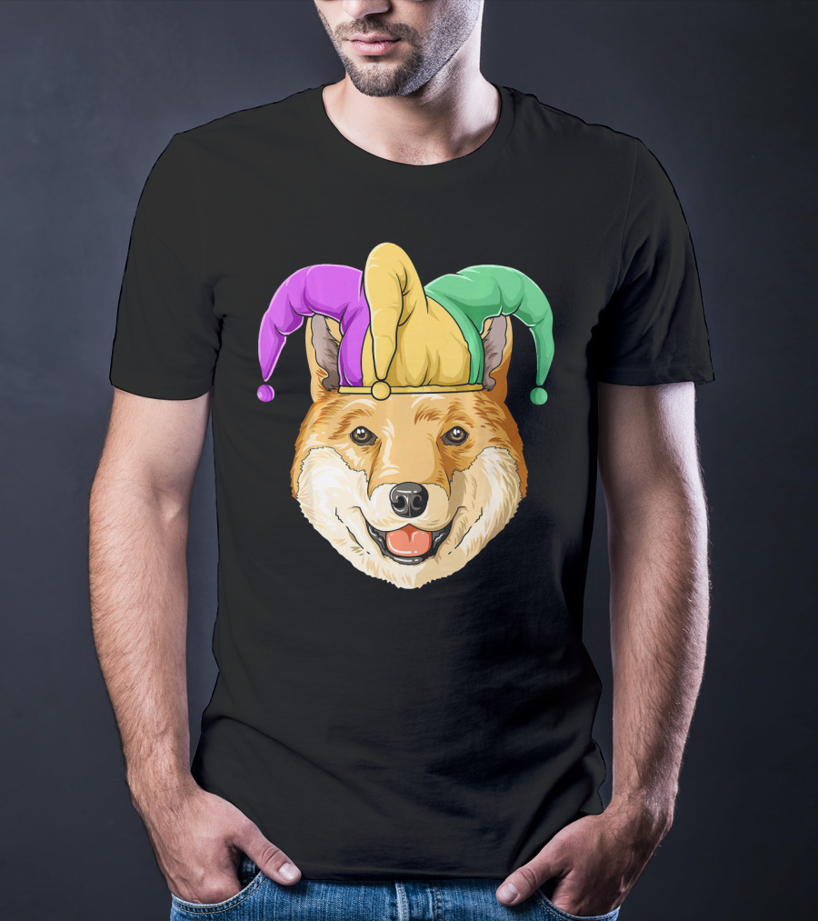 Mardi Gras Shiba Inu Jester Hat Carnival T-Shirt