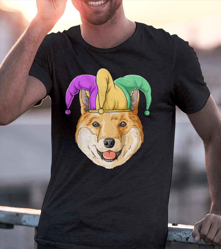 Mardi Gras Shiba Inu Jester Hat Carnival T-Shirt
