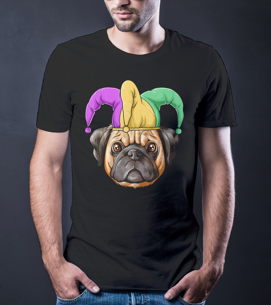 Mardi Gras Pug Carnival Jester Hat T-Shirt