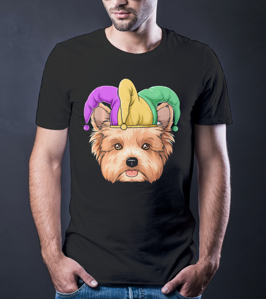 Mardi Gras Yorkshire Terrier Jester Hat Yorksh Carnival T-Shirt