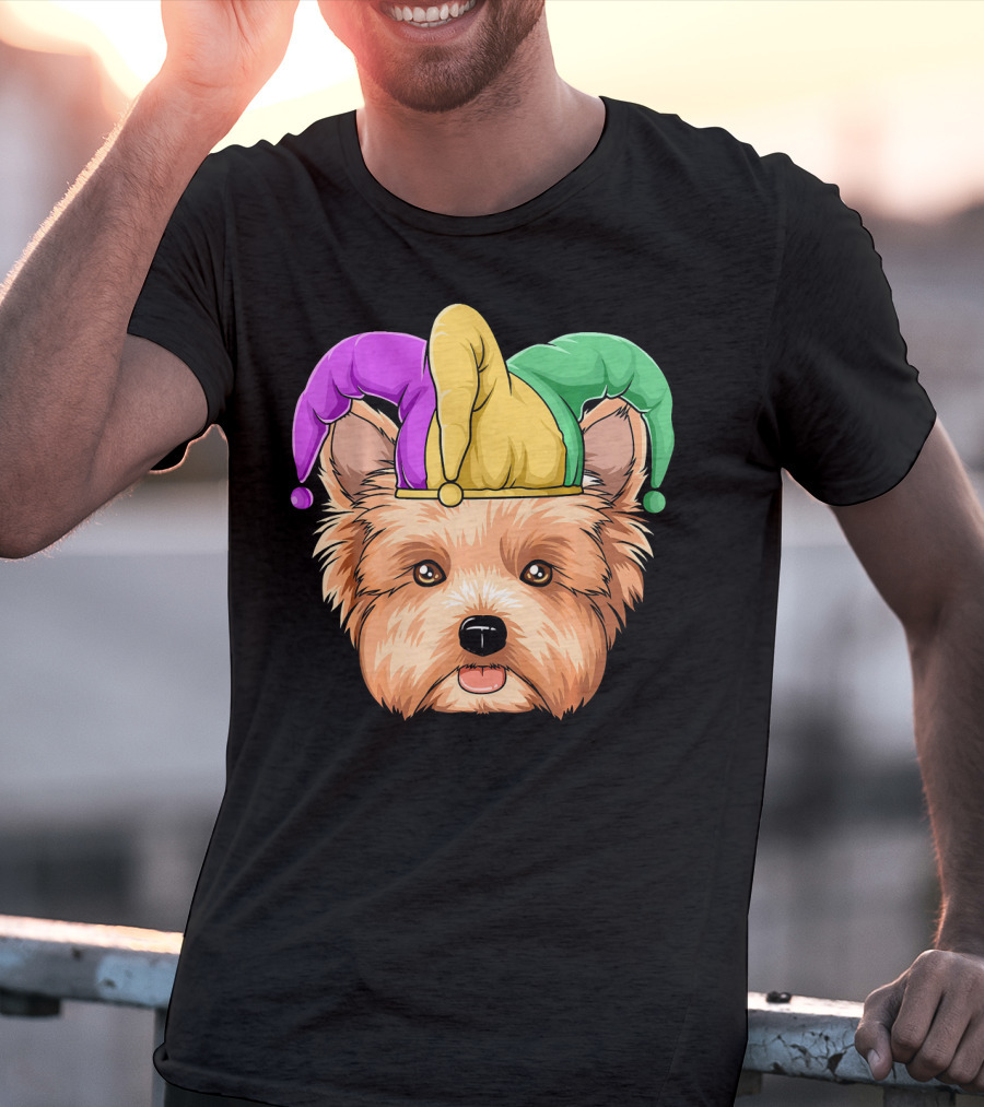 Mardi Gras Yorkshire Terrier Jester Hat Yorksh Carnival T-Shirt