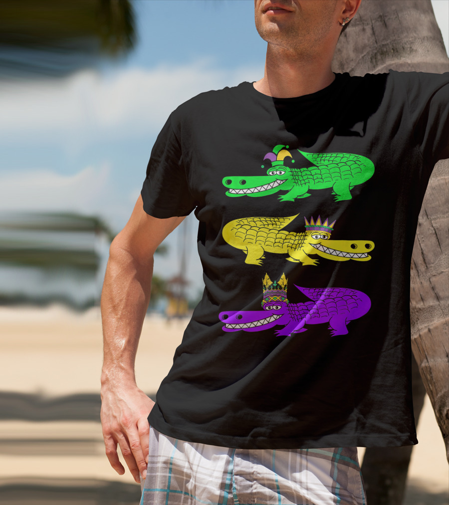 Alligator Crocodile Mardi Gras Festival Jester Kings T-Shirt