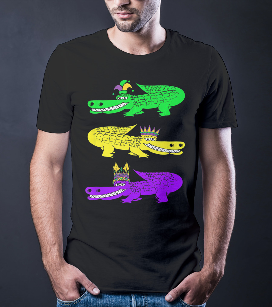 Alligator Crocodile Mardi Gras Festival Jester Kings T-Shirt