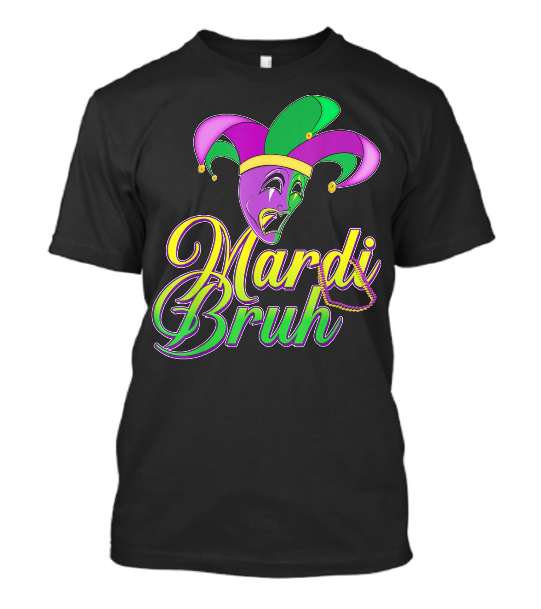 Mardi Bruh Jester Mask And Beads Mens Mardi Gras Funny Coupl T-Shirt