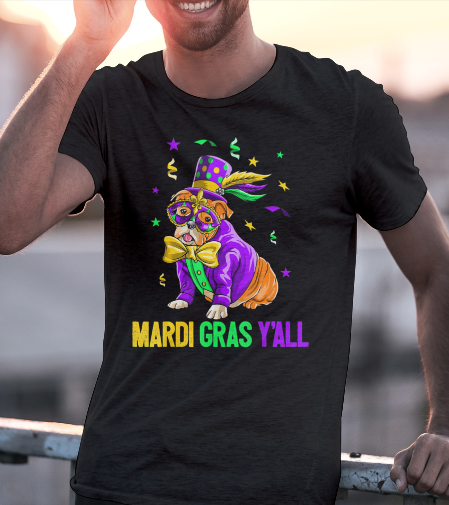 Bulldog Mardi Gras Y'all Celebration Festivities T-Shirt
