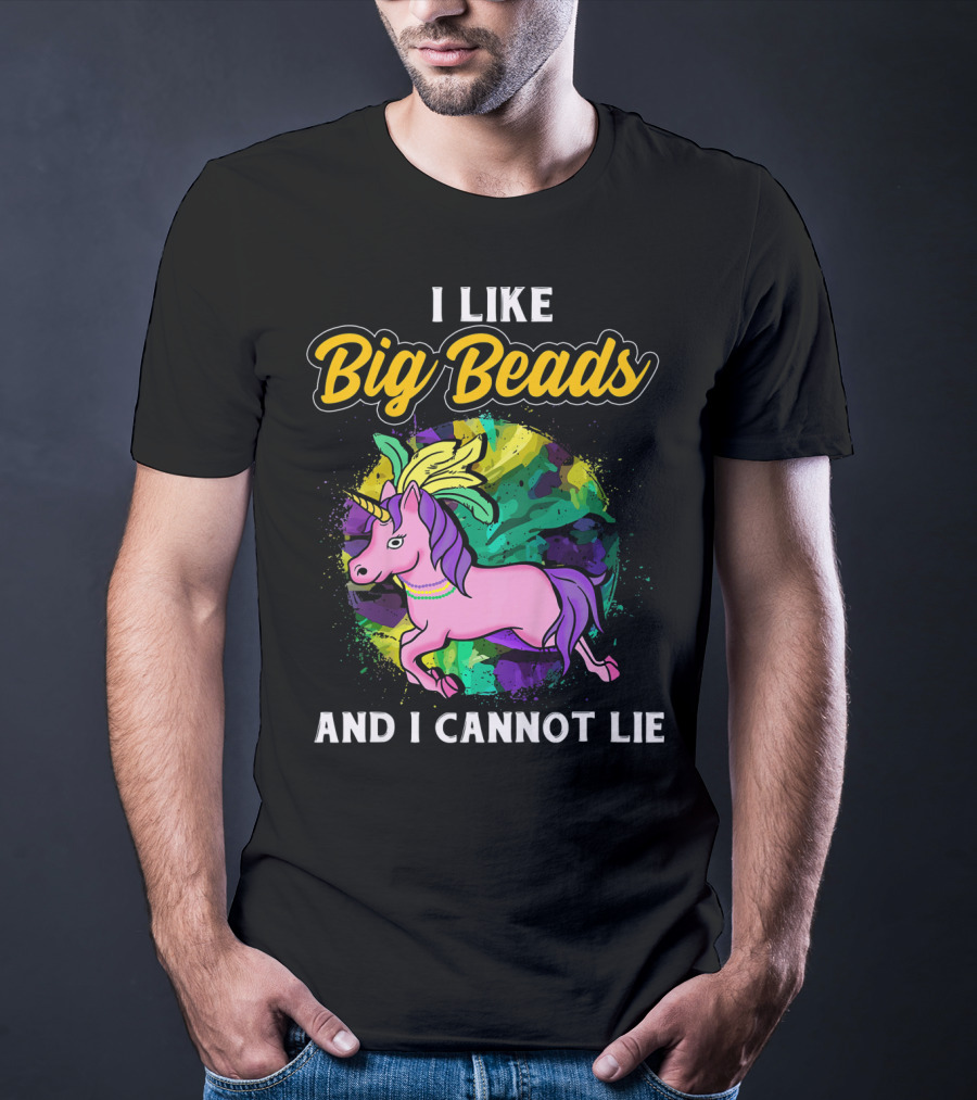 I Like Big Beads And I Cannot Lie Kids Funny Mardi Gras Pink And Pur T-Shirt