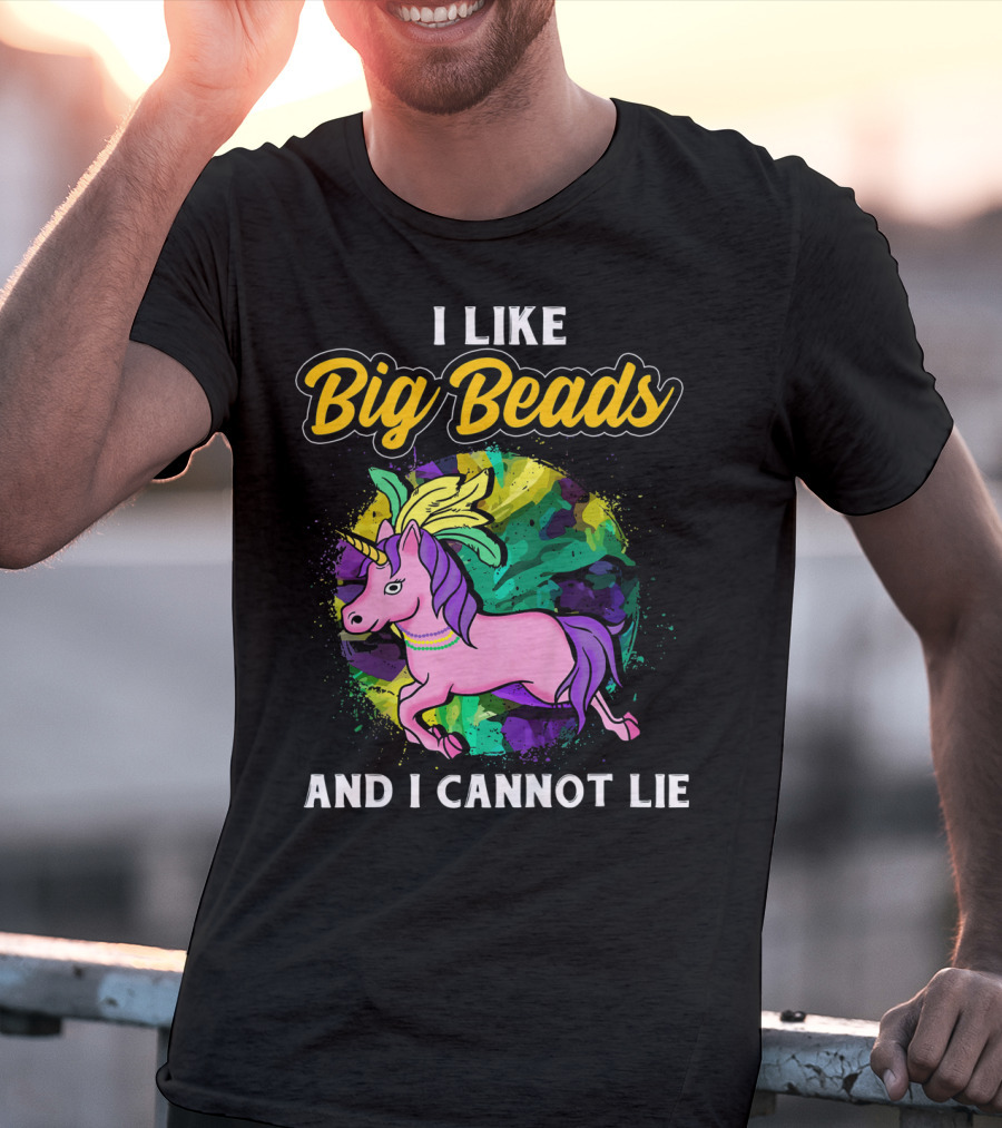 I Like Big Beads And I Cannot Lie Kids Funny Mardi Gras Pink And Pur T-Shirt