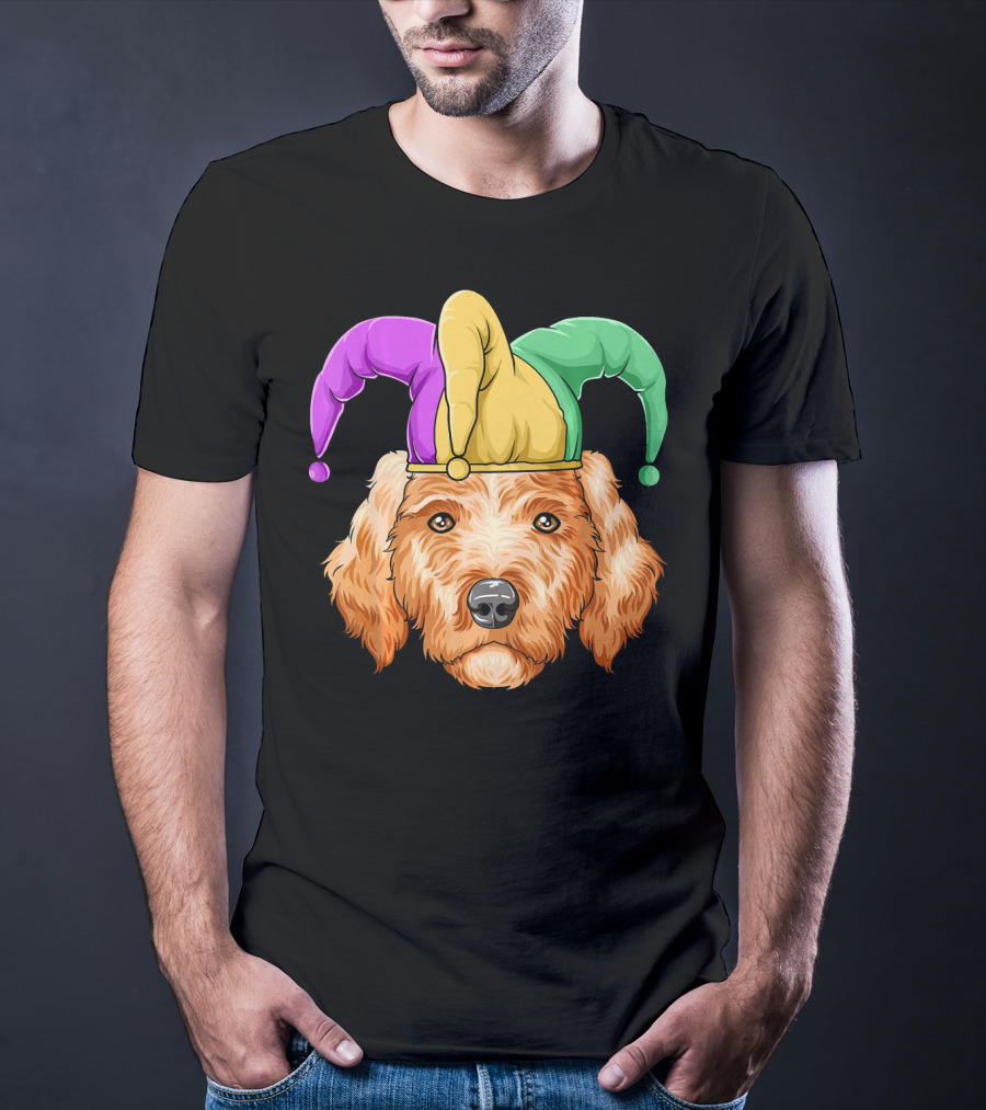 Mardi Gras Goldendoodle Jester Hat Carnival Dog Gol T-Shirt