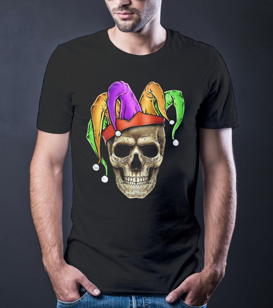 Skull Mardi Gras Jester Joker Carnival Hat T-Shirt