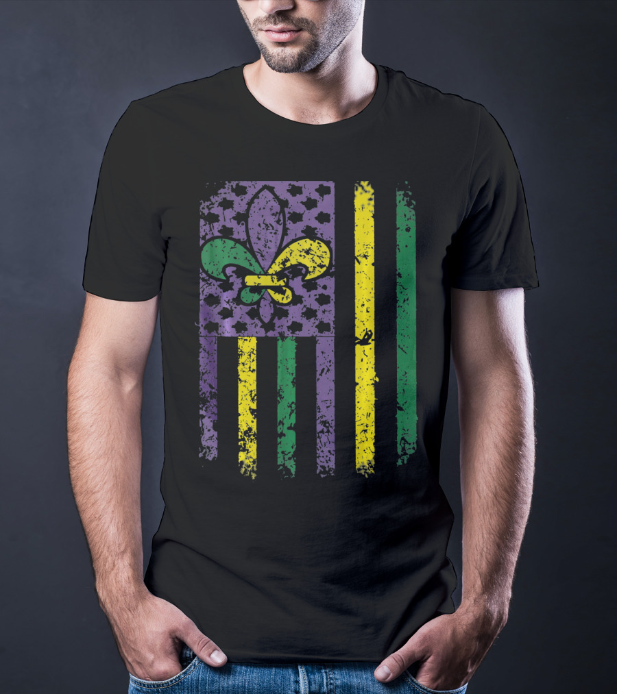 Mardi Gras Flag Fleur-de-Lis New Orleans T-Shirt