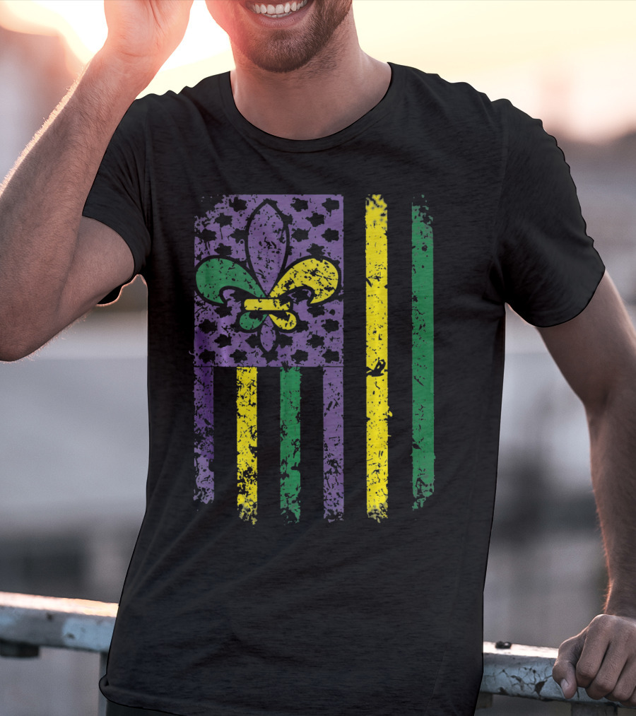 Mardi Gras Flag Fleur-de-Lis New Orleans T-Shirt
