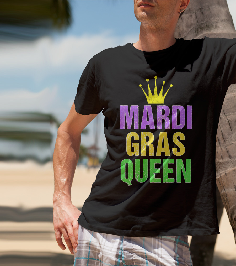 Mardi Gras Queen Mardi Gras Crown Purple Yellow Green T-Shirt