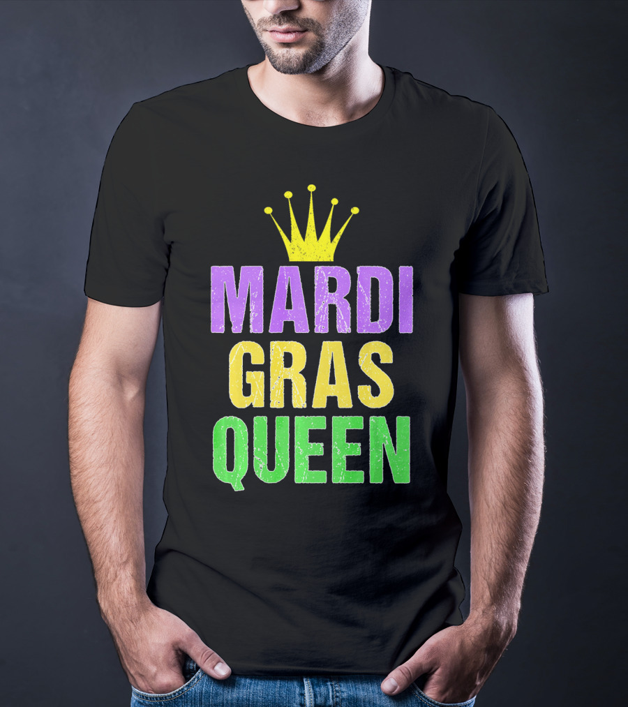 Mardi Gras Queen Mardi Gras Crown Purple Yellow Green T-Shirt