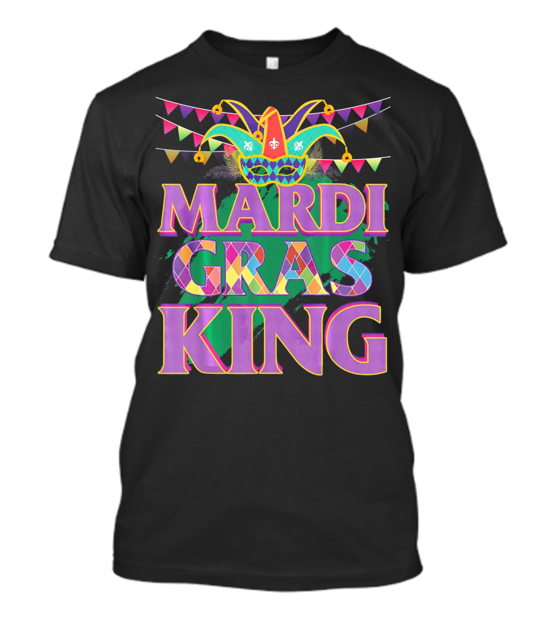 Mardi Gras King Jester Mask Banner Festival T-Shirt