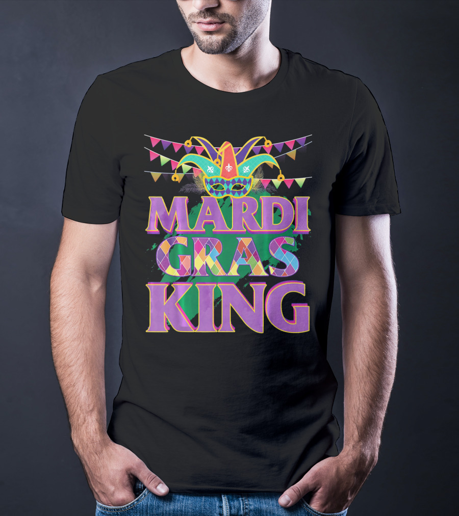 Mardi Gras King Jester Mask Banner Festival T-Shirt