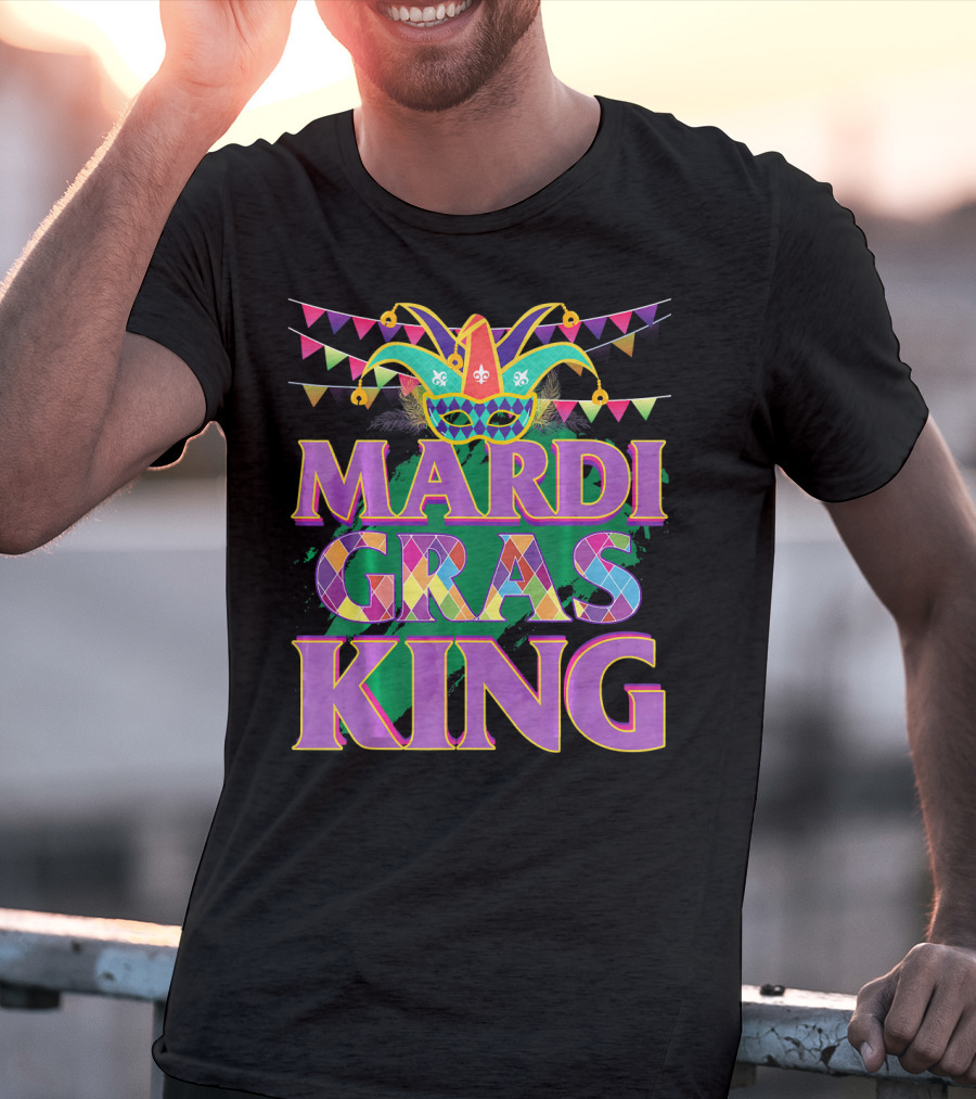 Mardi Gras King Jester Mask Banner Festival T-Shirt