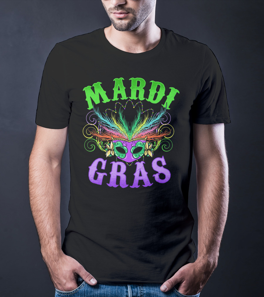 Mardi Gras Feather Mask Festival T-Shirt