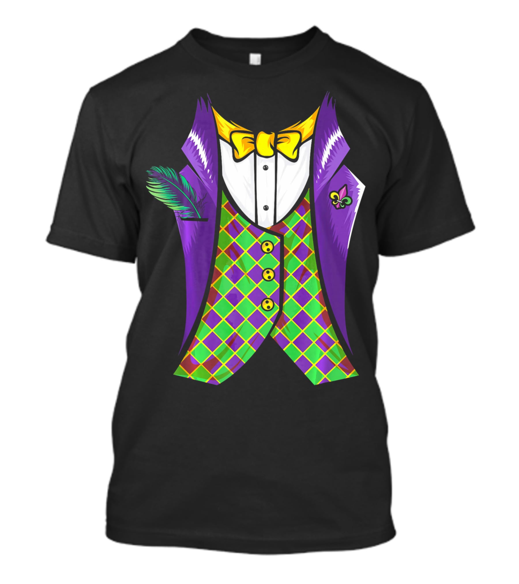 Mardi Gras Tuxedo Cool Feather Fleur-de-lis T-Shirt