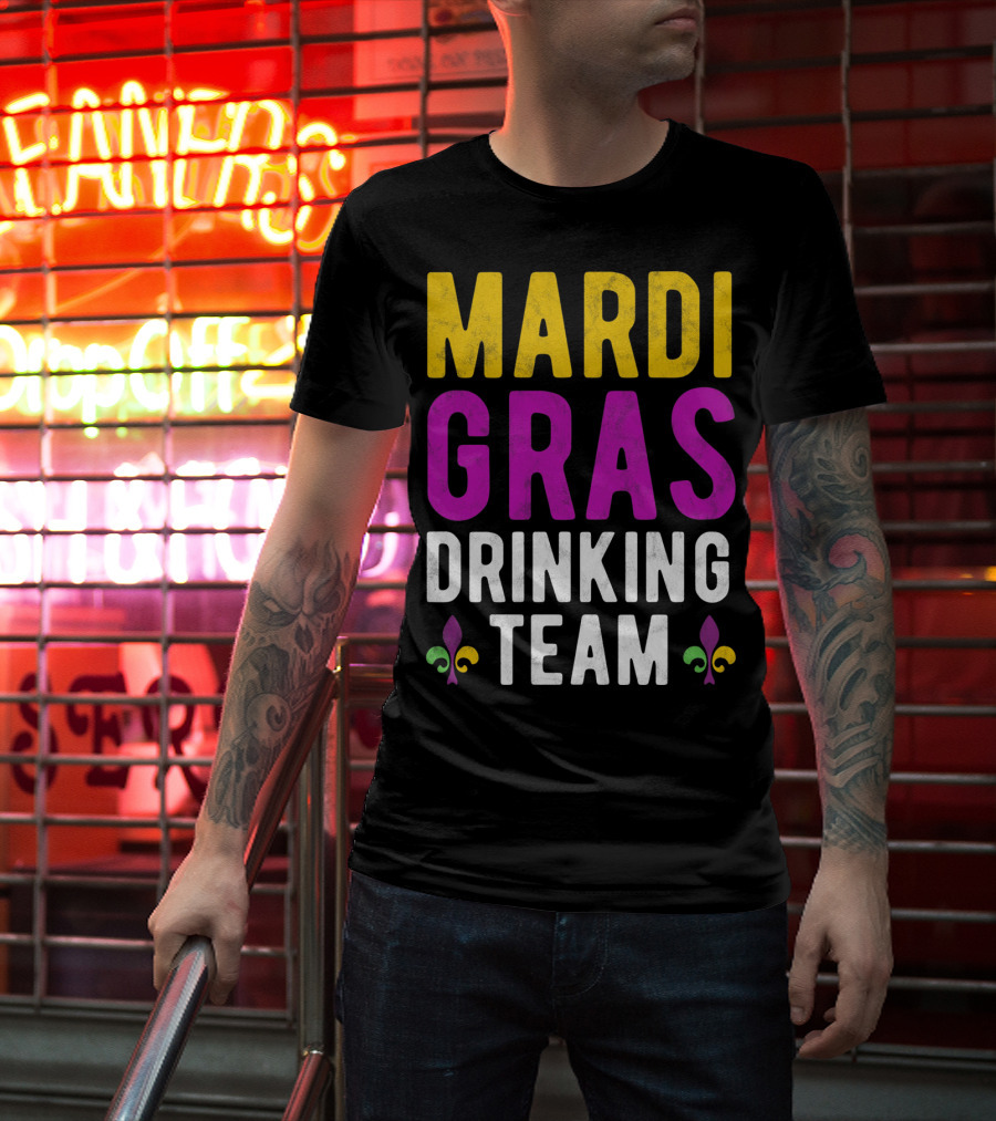 Mardi Gras Drinking Team New Orleans Fleur-de-Lis T-Shirt