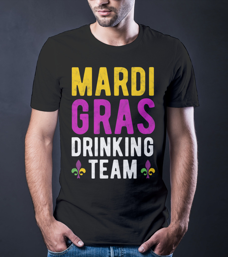 Mardi Gras Drinking Team New Orleans Fleur-de-Lis T-Shirt