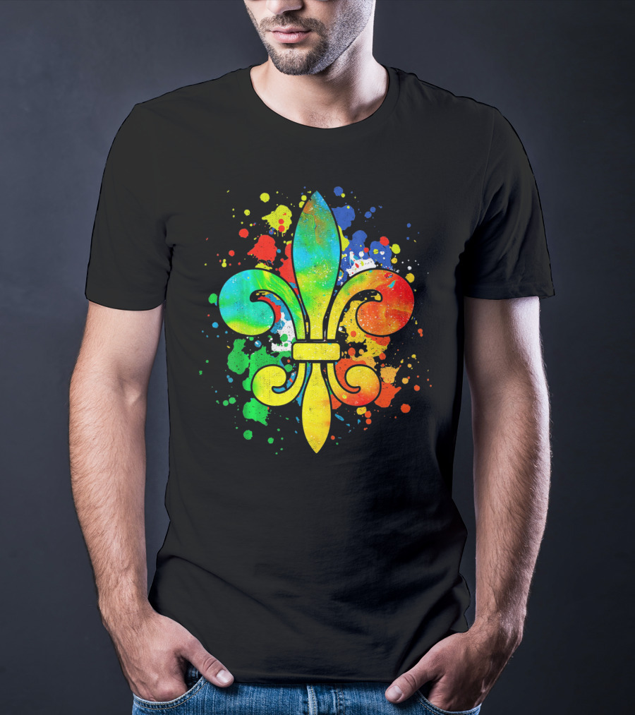 Mardi Gras New Orleans Colorful Fleur De Lis T-Shirt