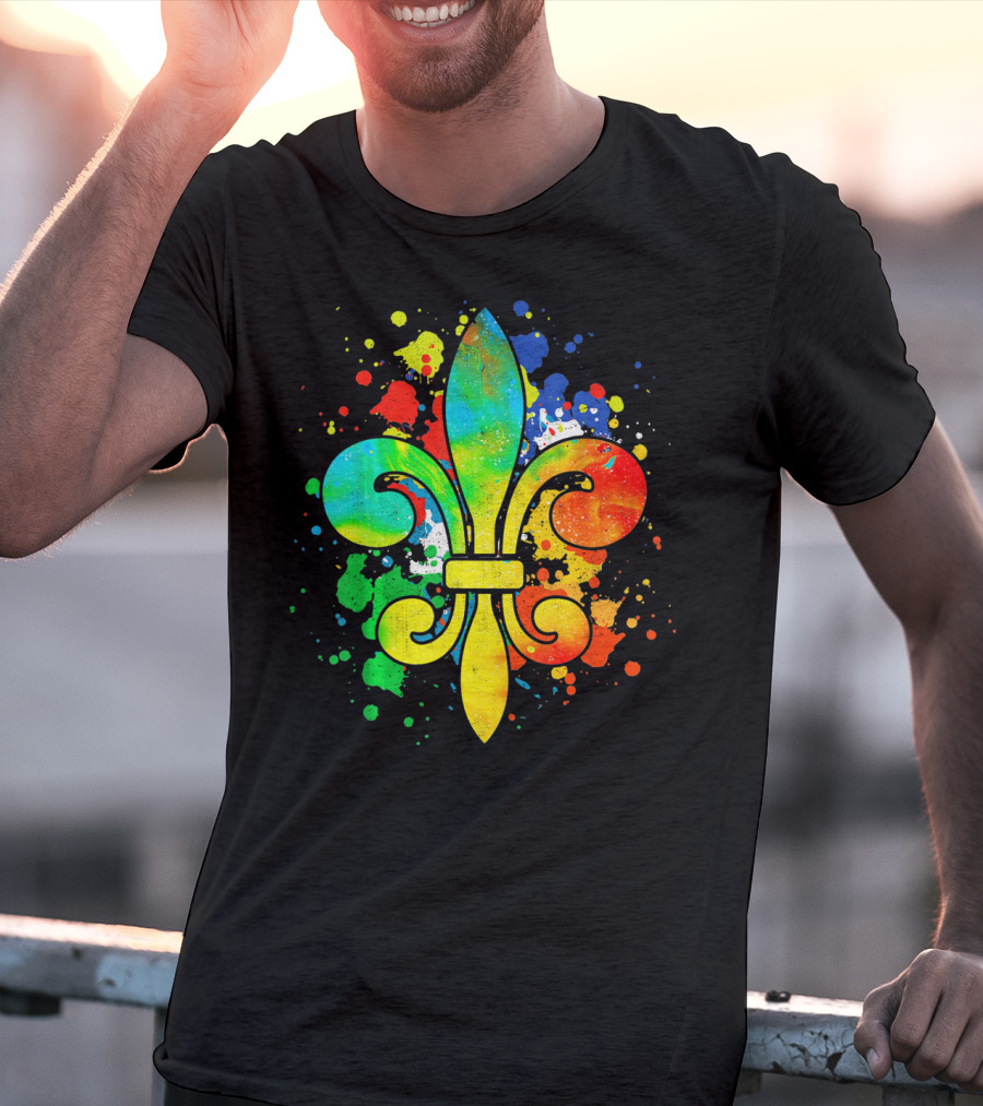 Mardi Gras New Orleans Colorful Fleur De Lis T-Shirt