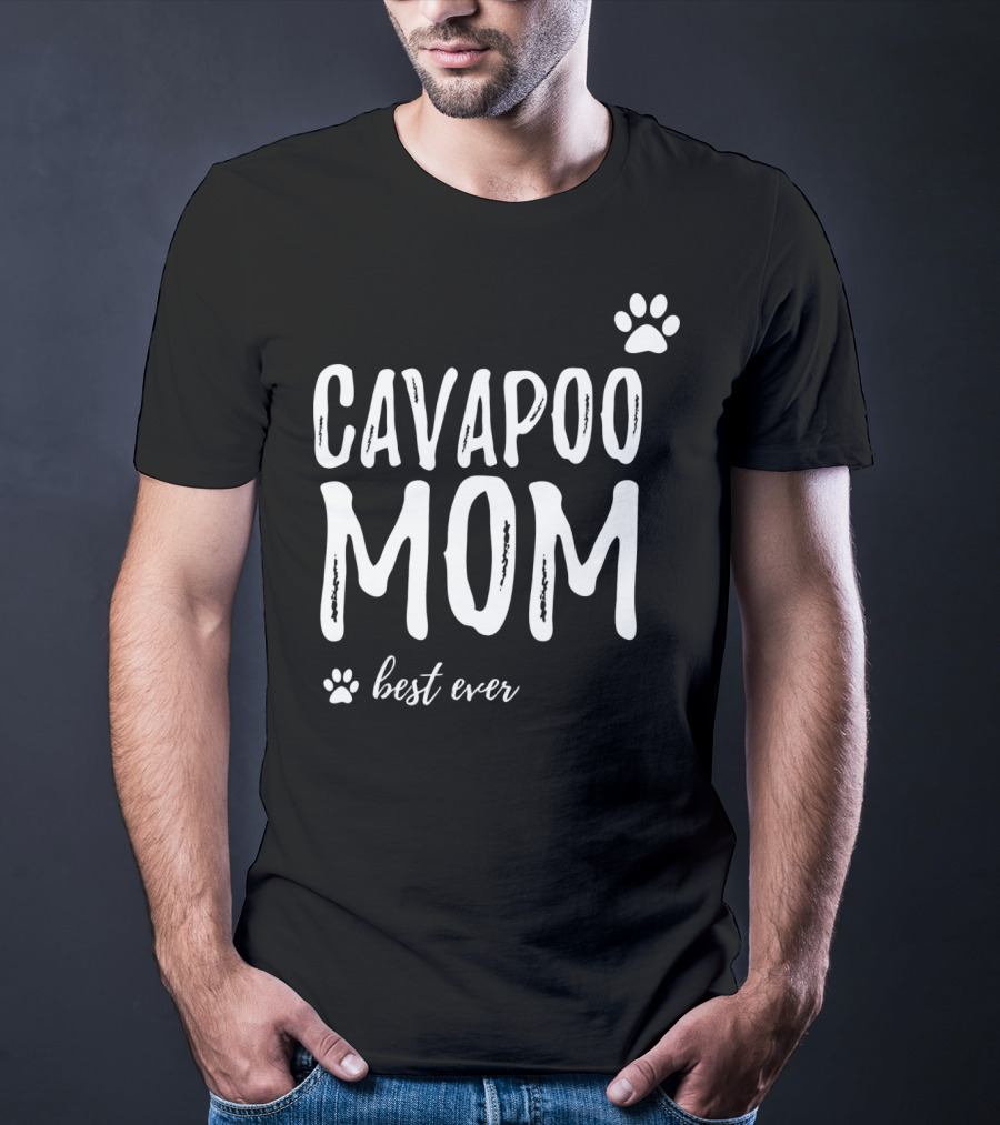 Cavapoo Mom Best Ever Paw Prints T-Shirt