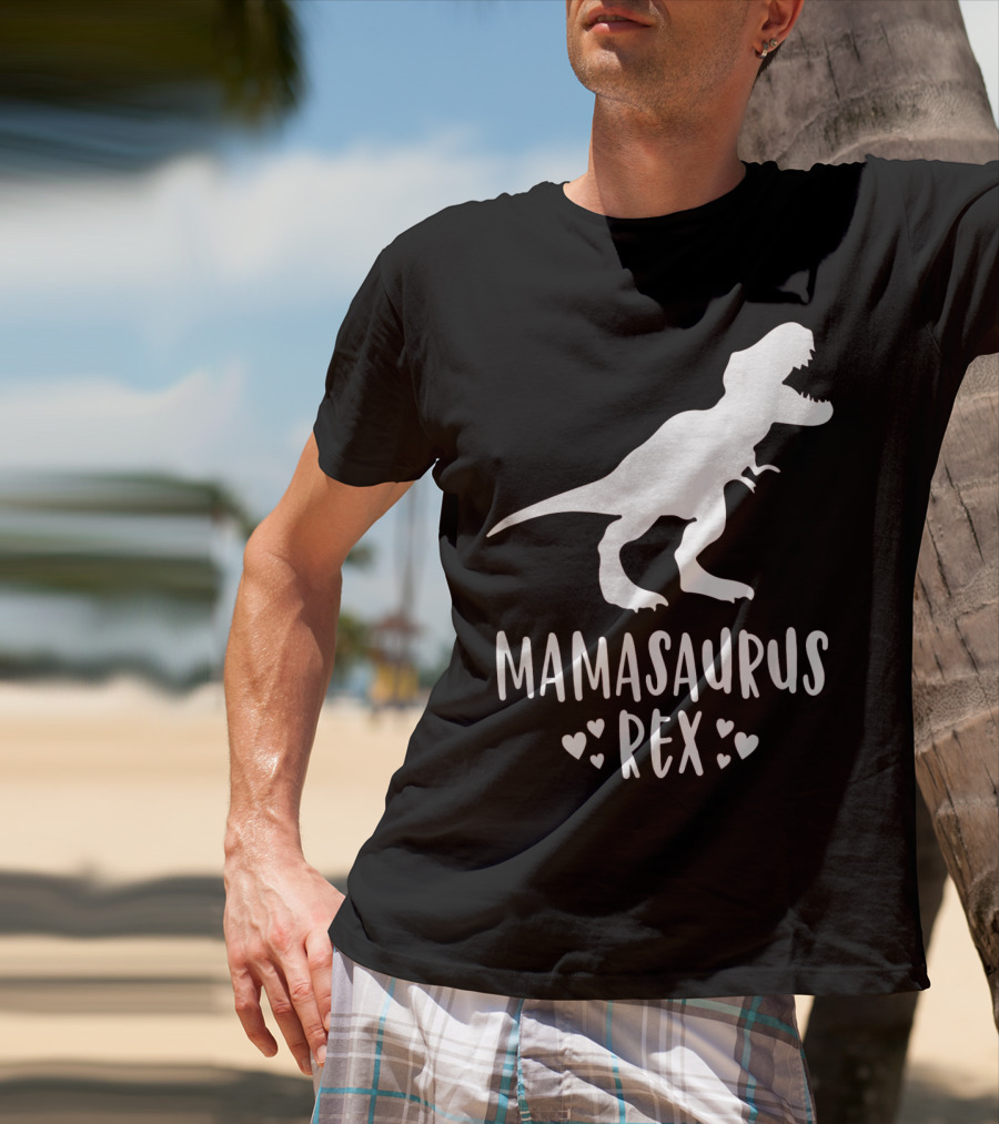 Mamasaurus Rex Mother Dinosaur With Hearts T-Shirt