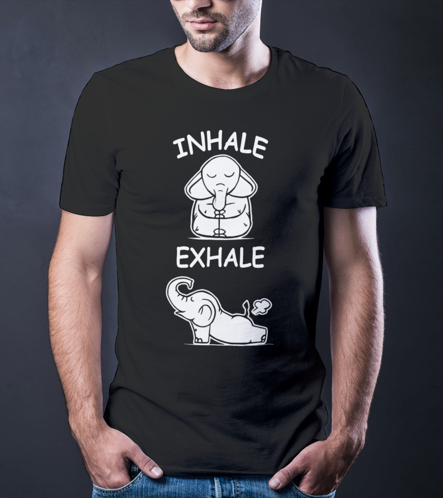 Inhale Exhale Cute Elephant Yoga Lover Meditation T-Shirt