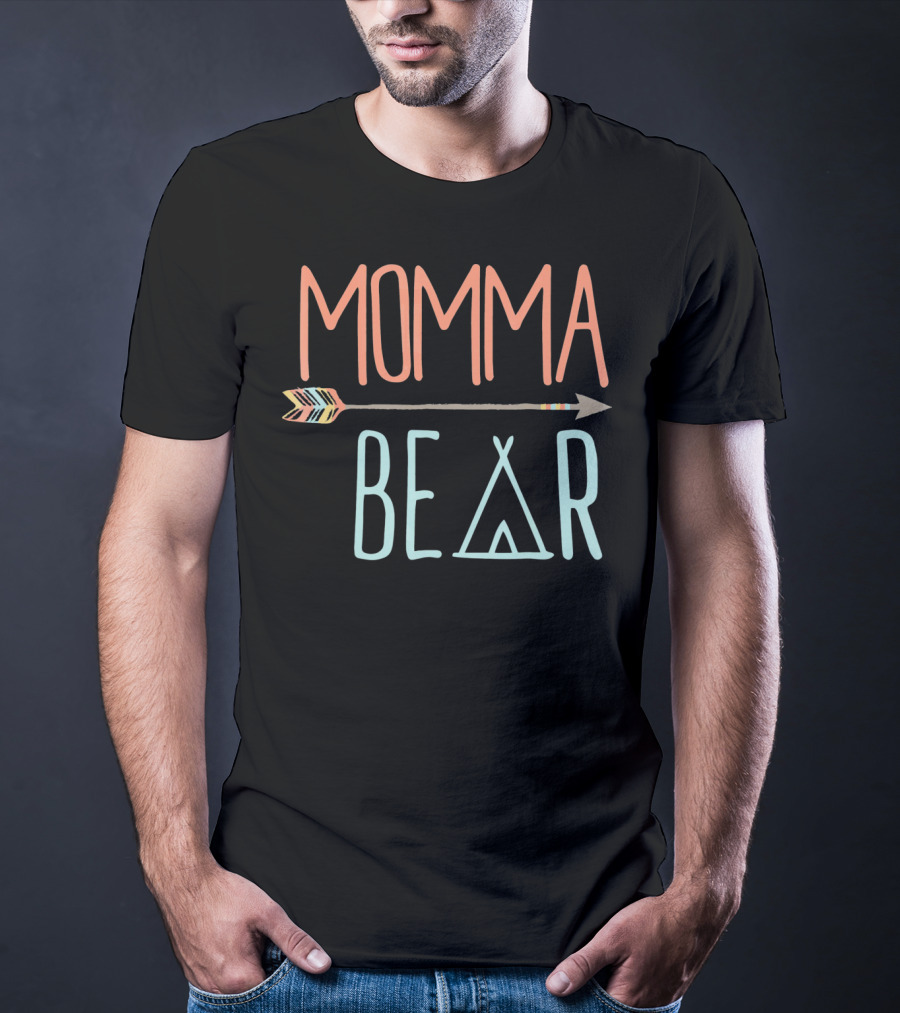 Momma Bear Tribal Arrow And Teepee T-Shirt